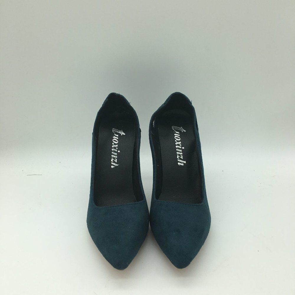 Blue Women Sexy Suede Pointed Toe Pumps High Heels Dress Shoes